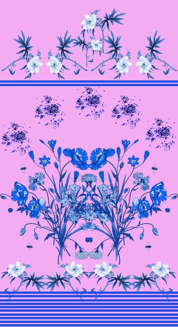 393596-定位华亿平台，青花绽蓝花卉