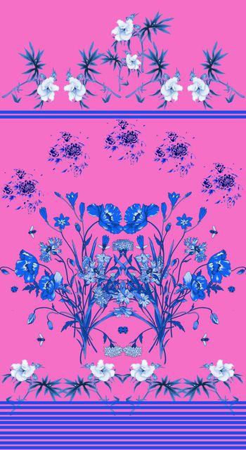 393597-定位华亿平台，青花绽蓝花卉