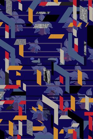 抽象几何印花华亿平台图片