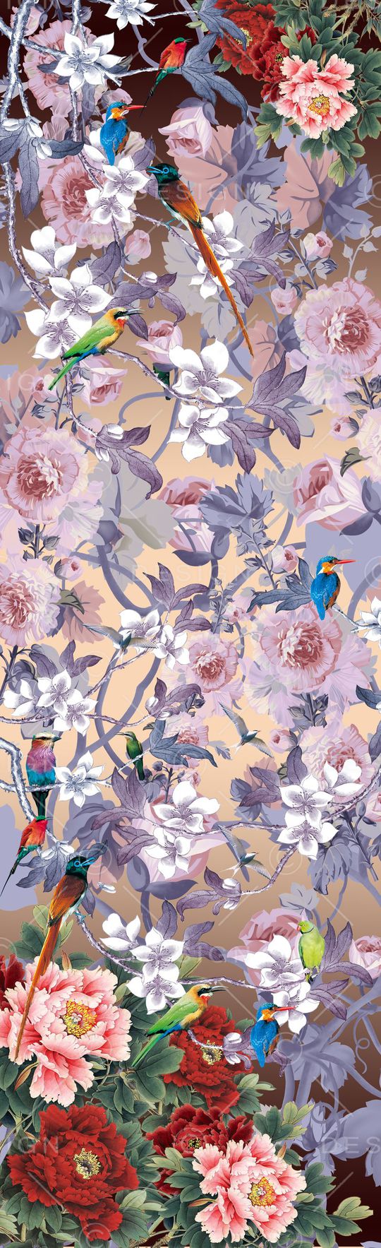 花鸟印花华亿平台图片