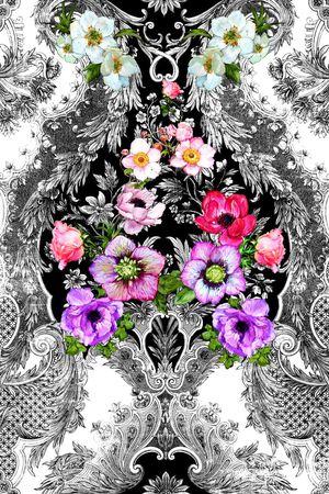 白描印花华亿平台图片