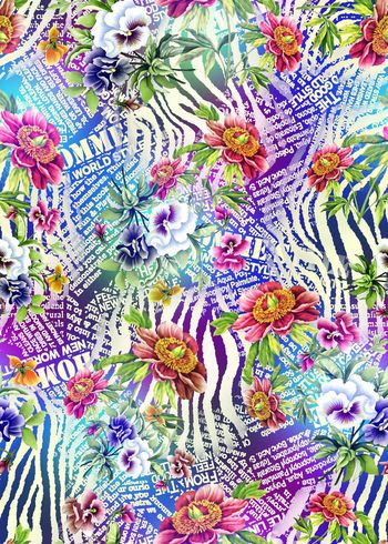 394012-字母斑马纹手绘花