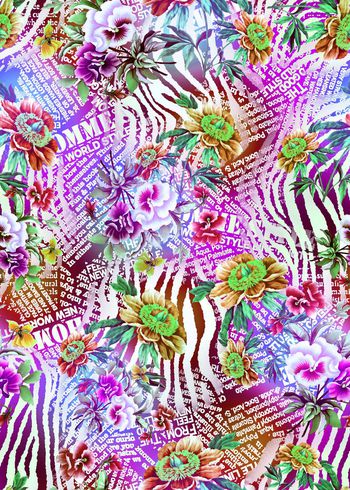 394013-字母斑马纹手绘花