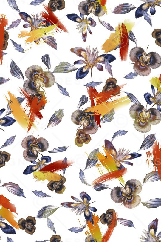 手绘花印花华亿平台图片