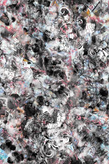 394083-复古中国风水墨花卉女装家纺壁纸