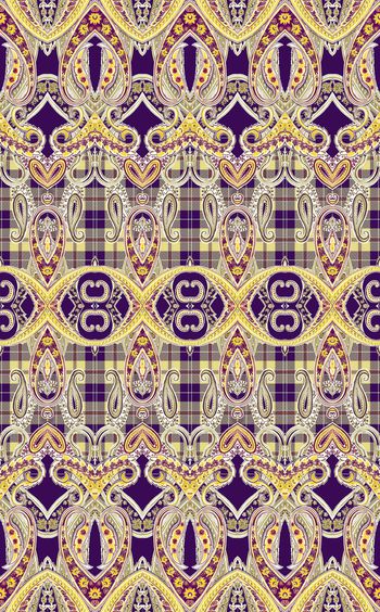 394220-民族风几何格子佩斯利腰果花卉组合壁