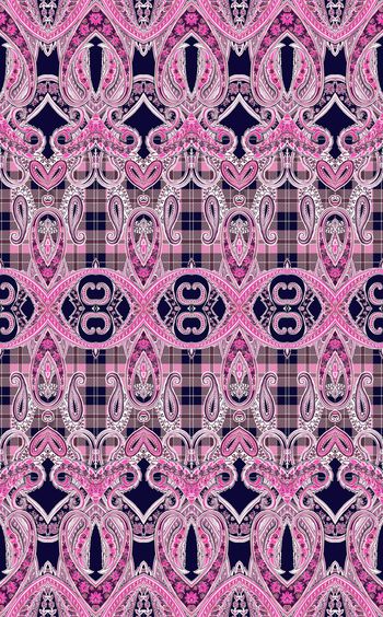 394221-民族风几何格子佩斯利腰果花卉组合壁