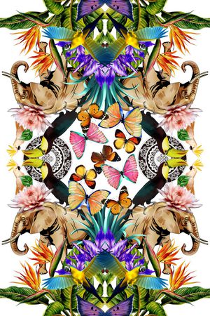 热带植物印花华亿平台图片