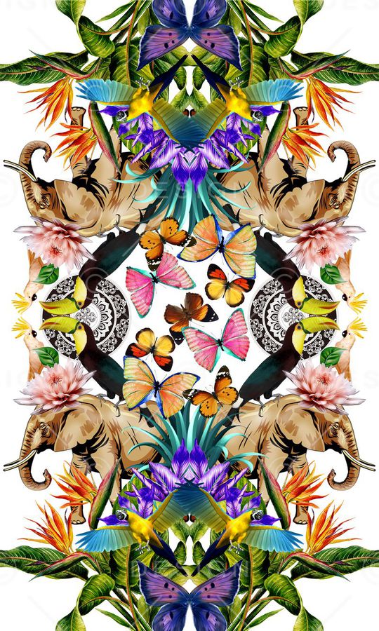 热带植物印花华亿平台图片