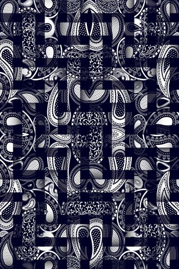 394632-欧式几何编织格子金编佩斯利花纹腰果