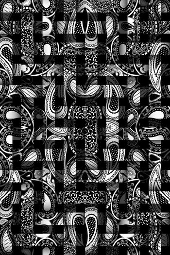 394633-欧式几何编织格子金编佩斯利花纹腰果