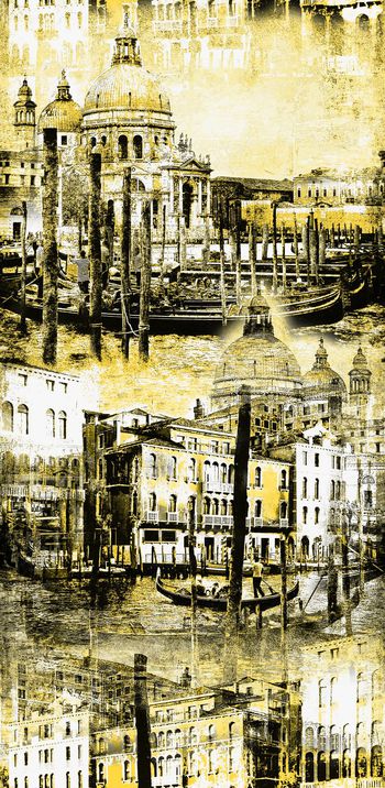 394696-意大利建筑复古威尼斯印象女装连衣裙