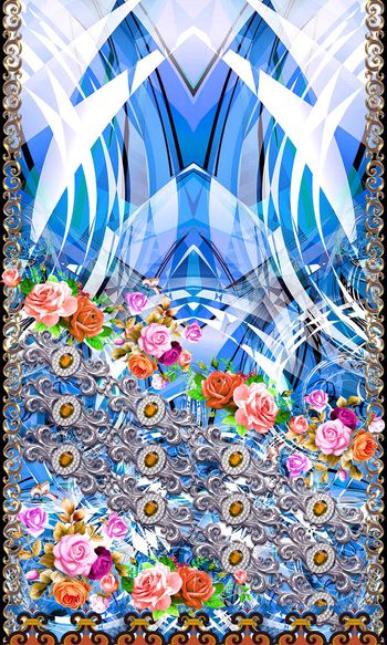 394722-定位斜排几何花卉