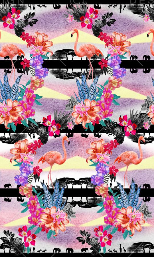 热带花卉印花华亿平台图片