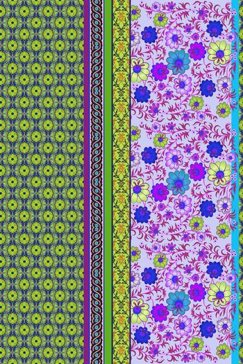 394856-民族风古朴纹饰七彩花卉复古条纹图腾