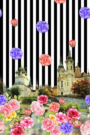 黑白条纹印花华亿平台图片