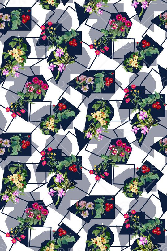 几何线条印花华亿平台图片