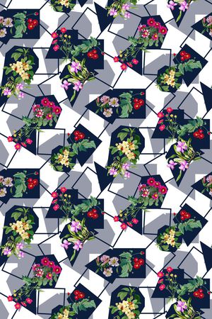 几何线条印花华亿平台图片