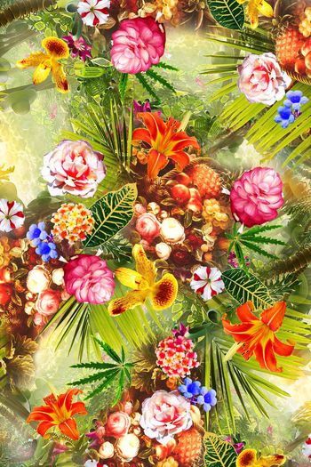 395472-丛林热带水果花卉