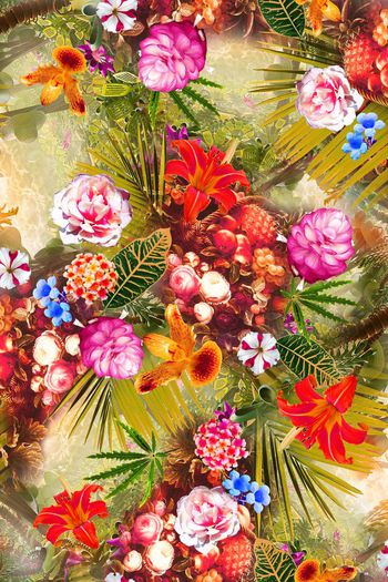 395473-丛林热带水果花卉