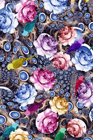 花鸟印花华亿平台图片