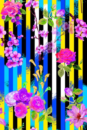 395634-时尚艺术条纹花卉
