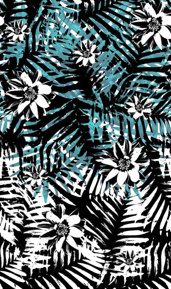 395703-热带植物枝叶棕榈叶蕉叶子抽象花卉女