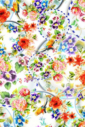 395879-瓷盘手绘花卉