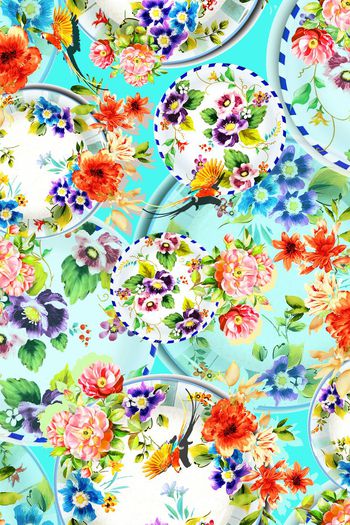 395881-瓷盘手绘花卉