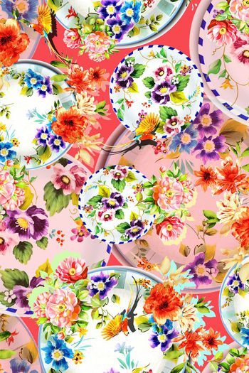 395882-瓷盘手绘花卉