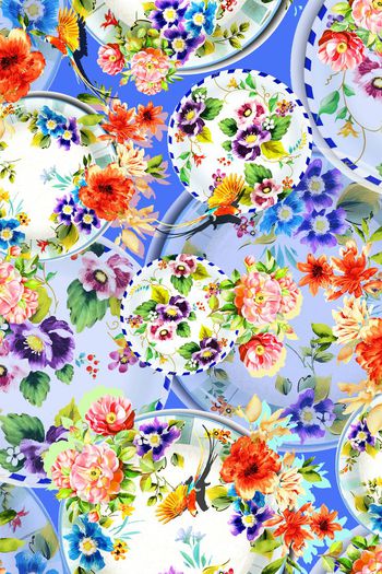 395883-瓷盘手绘花卉