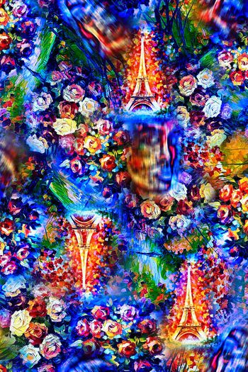 396014-  抽象手绘花铁塔