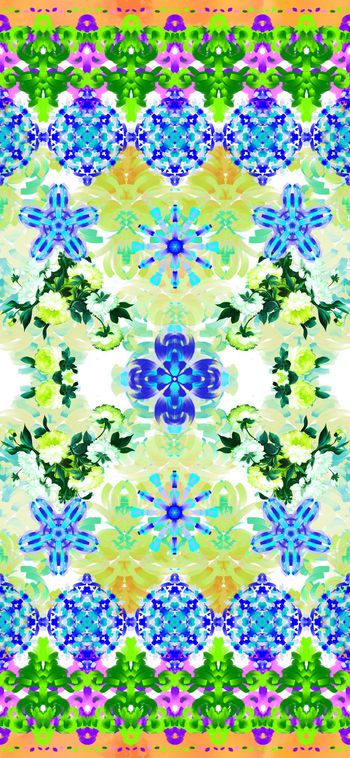 396104-民族风纯手绘欧式青花瓷纹饰油画花卉