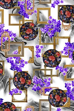 欧式相框印花华亿平台图片