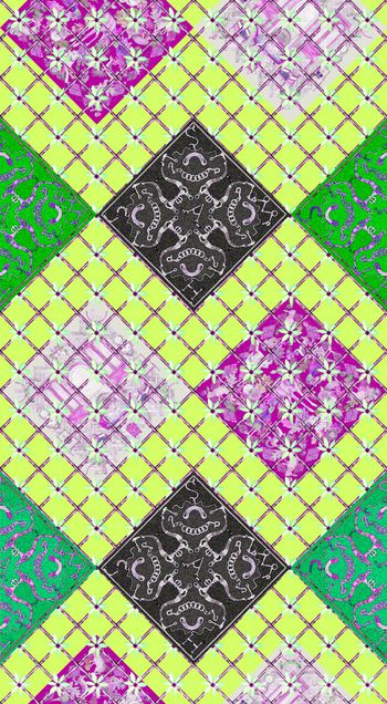 396144-格子小碎花方巾抽象组合