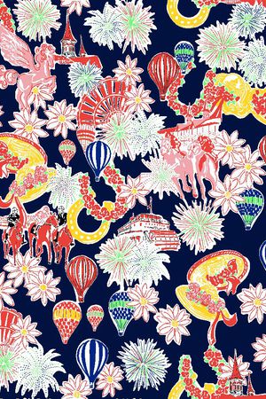 潮流乱花印花华亿平台图片