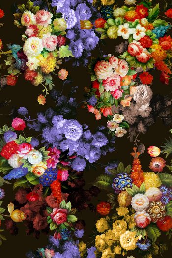 396287-欧式宫廷风油画古典花卉羽绒服打底裤