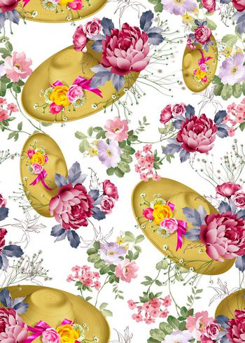 396358-草帽手绘花