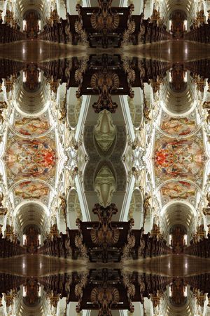 复古宫廷华丽风建筑教堂壁画数码印花印花华亿平台图片