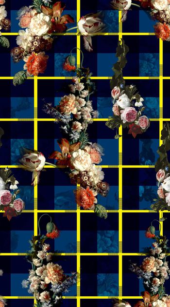 396448-透视经典格纹花卉 服装