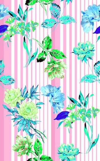 396450-抽象条纹 花卉水彩大牌