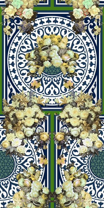 396544-欧式宫廷风复古欧式几何图腾油画花卉