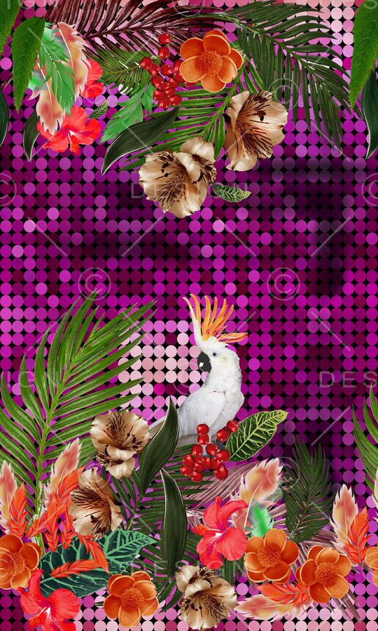 热带植物印花华亿平台图片