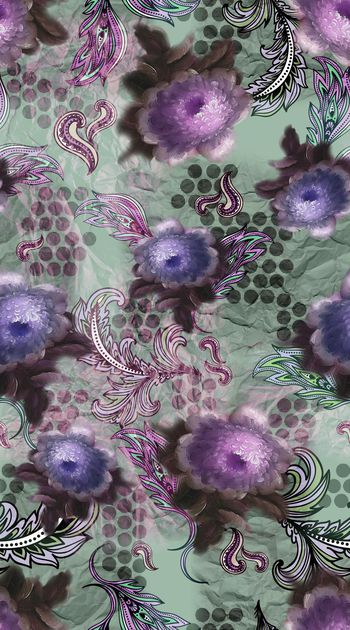 396781-纸片机理 服装 花卉 佩斯利