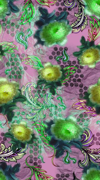 396782-纸片机理 服装 花卉 佩斯利