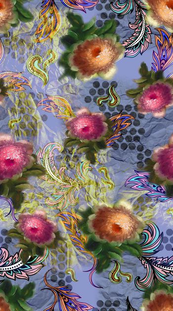 396784-纸片机理 服装 花卉 佩斯利