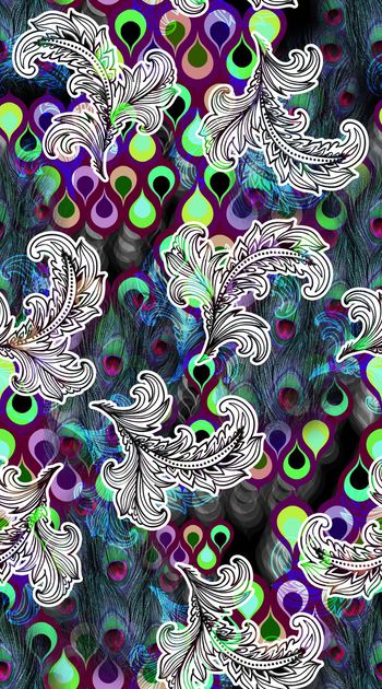 396809-花边抽象羽毛 孔雀毛机理