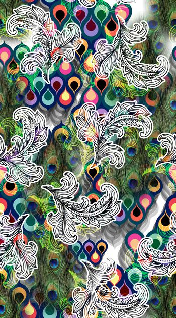 396810-花边抽象羽毛 孔雀毛机理