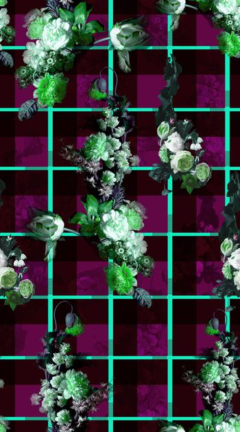 396816-透视经典格纹花卉 服装