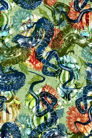 手绘龙印花华亿平台图片